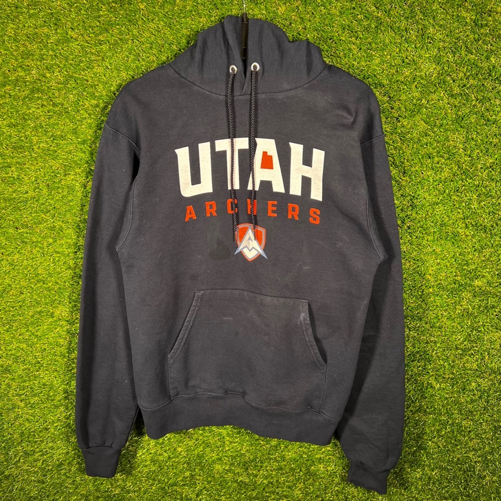 Champion Utah Archers Lacrosse Hoodie Mens Small Navy Blue‎ Eco Authentic
